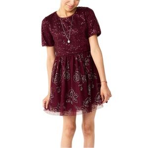 Girls Knit Works Dress with Short Sleeve Popover Top - Size 16